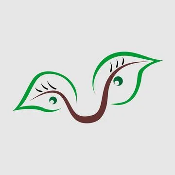 Abstract Smiling Face Logo Formed by Leaf Shapes Vector JPG-EPS Stock Illustration