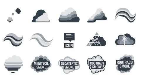 Abstract smoke and cloud shapes collection in grayscale for motion graphics. Stock Illustration