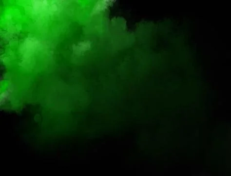 Abstract smoke cloud background in green color on black background Stock Illustration