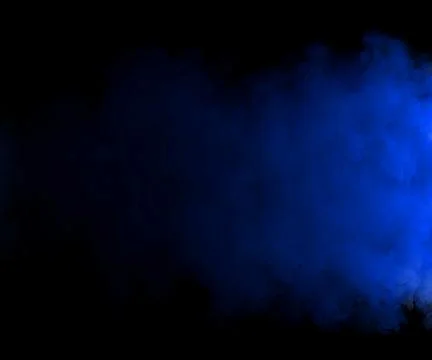 Abstract smoke clouds background in blue colors on black background Stock Illustration
