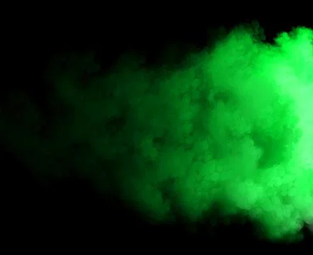 Abstract smoke clouds background in green colors on black background Stock Illustration