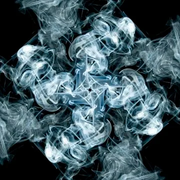 Abstract smoke tile pattern on black background in square frame Stock Photos