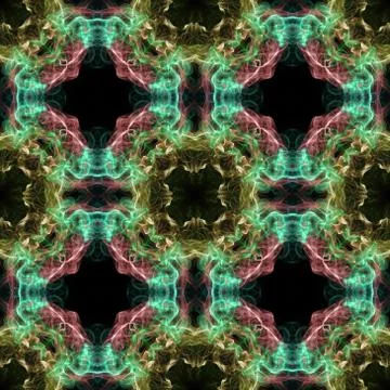 Abstract smoke tile pattern on black background in square frame Stock Photos