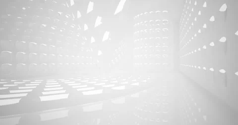 Abstract smooth architectural background. Flying on a white minimalistic interio Stock Footage 131593936