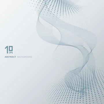 Abstract smooth blue lines waves with halftone elements with copy space. Stock Illustration