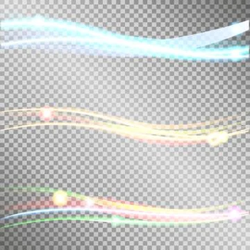 Abstract smooth color wave vector set on transparent background. Curve flow Stock Illustration