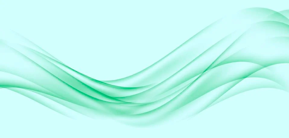 Abstract smooth color wave vector. Curve flow green motion illustration. Smoke Stock Illustration