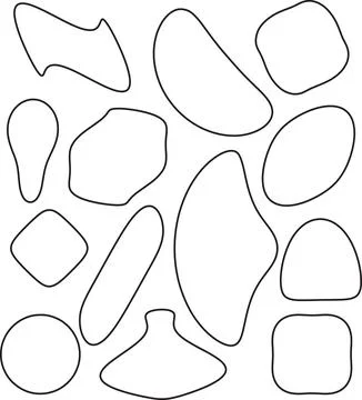 Abstract smooth freeform outlines set, organic fluid blob contours collecti.. Illustrazione stock