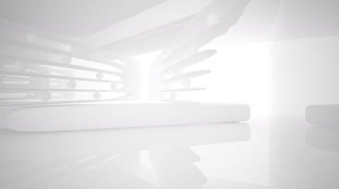 Abstract smooth interior with white sculpture and balls Vídeo Stock 69043470