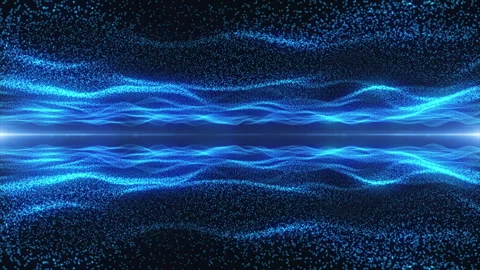 Abstract smooth particle waves seamless motion. Blue digital waves flow Stock Footage 304170124