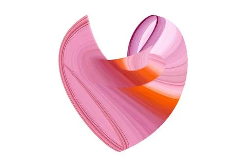 Abstract smooth rounded pink heart with thin peach stripes Stock Illustration