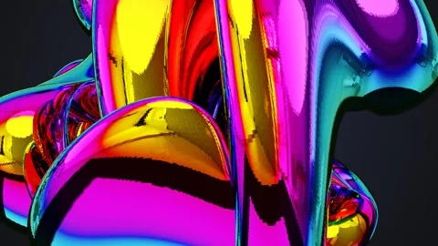 Abstract smooth shape holographic shiny colors on black background Stock Footage 295169030