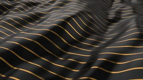Abstract smooth surface with ripples. Cloth with waves. Gold metal lines patt Illustrazione stock