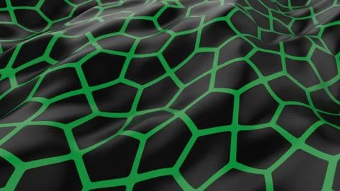 Abstract smooth surface with ripples. Cloth with waves. Green pattern of cell Stock Photos