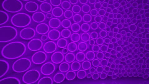 Abstract smooth violet interior with  array of rings. Night view from the backli Stock Footage 87780386