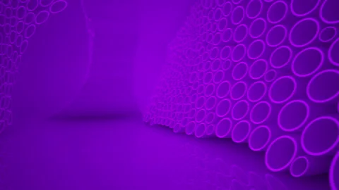 Abstract smooth violet interior with  array of rings. Night view from the backli Stock Footage 87780405