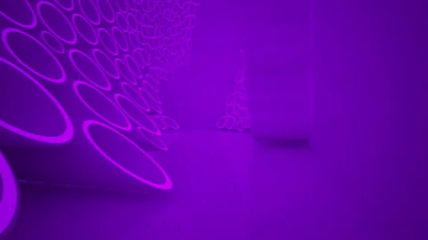 Abstract smooth violet interior with  array of rings. Night view Video stock 87784221
