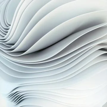 Abstract smooth waves of white fabric strips. 3d rendering illustration Stock Illustration