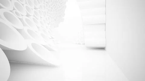 Abstract smooth white future interior with  array of rings. Stock Footage 87775459