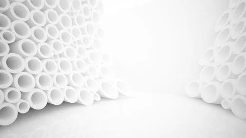 Abstract smooth white future interior with  array of rings. Stock Footage 87775540