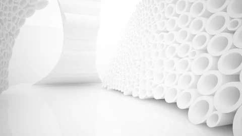 Abstract smooth white future interior with  array of rings. Stock Footage 87775543