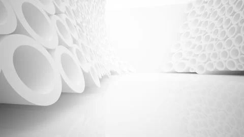 Abstract smooth white future interior with  array of rings. Stock Footage 87775579