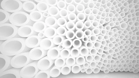 Abstract smooth white future interior with  array of rings. Stock Footage 87775584