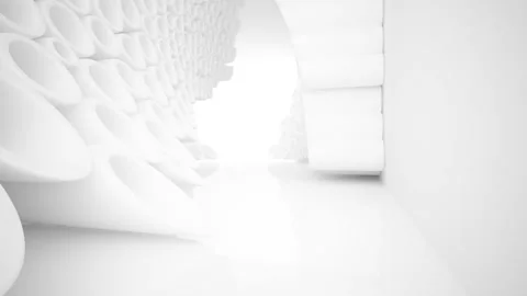 Abstract smooth white future interior with  array of rings. Stock Footage 87780704