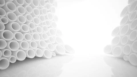 Abstract smooth white future interior with  array of rings. Stock Footage 87780863
