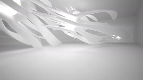 Abstract smooth white interior of the future. Night view from the backlight. Arc Stock Footage 64580538