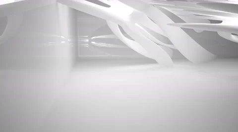 Abstract smooth white interior of the future. Night view from the backlight. Arc Stock Footage 64580540