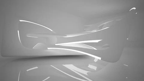 Abstract smooth white interior of the future. Night view from the backlight. Stock Footage 82640516