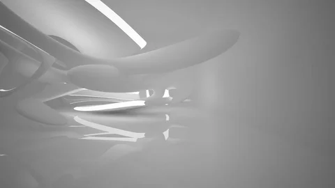 Abstract smooth white interior of the future. Night view from the backlight. 库存影片 82640524