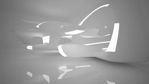 Abstract smooth white interior of the future. Night view from the backlight. Vídeo Stock 82640599