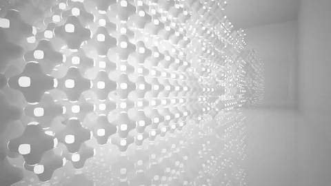 Abstract smooth white interior of the future. Night view from the backlight. Video stock 83066769