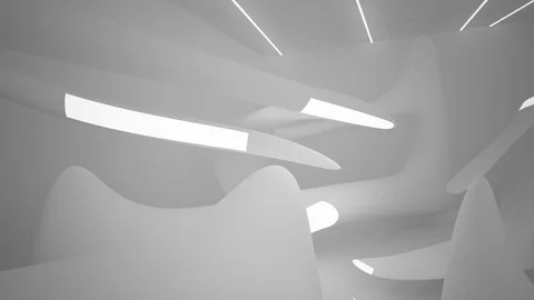 Abstract smooth white interior of the future. Night view from the backlight. Arc Видео 83194170