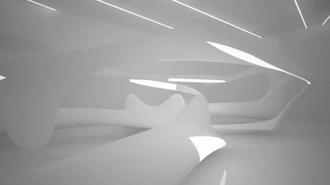 Abstract smooth white interior of the future. Night view from the backlight. Arc 動画素材 83194193