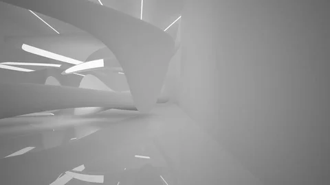 Abstract smooth white interior of the future. Night view from the backlight. Arc Stock Footage 83194326