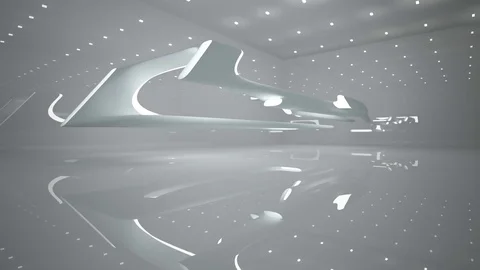Abstract smooth white interior of the future. Night view from the backlight. Stock Footage 83739970