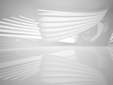 Abstract smooth white interior of the future. Night view from the backlight.  Stock Footage 84250582