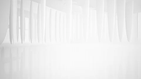 Abstract smooth white interior with future columns and decor in the form of star Vídeos de archivo 85164666