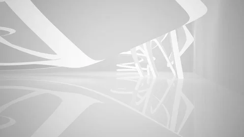 Abstract smooth white interior of the future. Night view from the backlight.  Vídeo Stock 85275311
