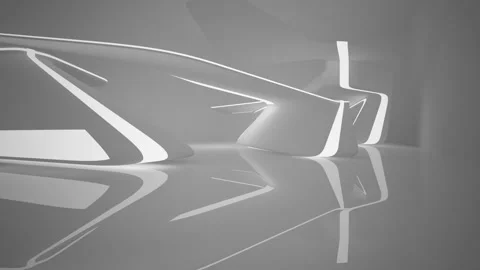 Abstract smooth white interior of the future. Night view from the backlight. Stock-Footage 85732414