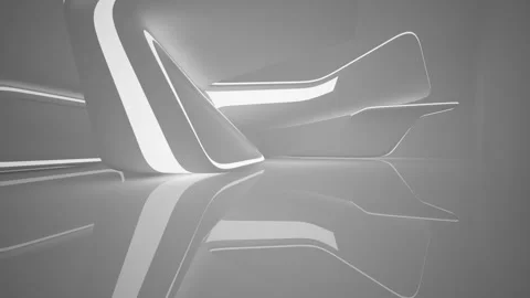Abstract smooth white interior of the future. Night view from the backlight. Vídeos de archivo 85732744