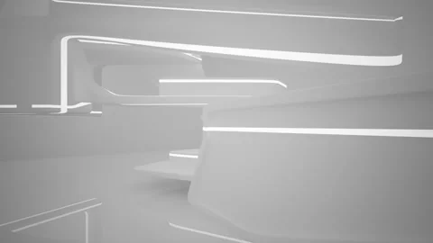 Abstract smooth white interior of the future. Night view from the backlight.  Stockbeeldmateriaal 86057034