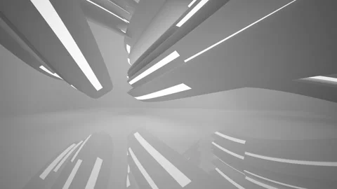 Abstract smooth white interior of the future. Night view from the backlight.  Видео 86418437