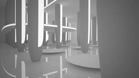 Abstract smooth white interior of the future. Night view from the backlight. 库存影片 86795137