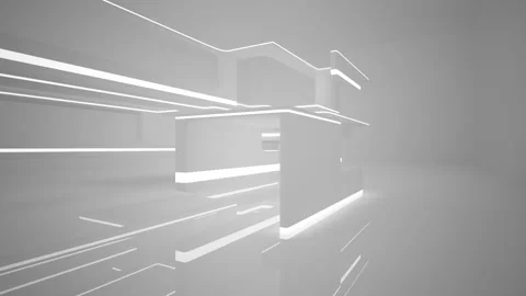 Abstract smooth white interior of the future. Night view from the backlight. Stock Footage 87196166