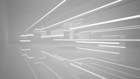Abstract smooth white interior of the future. Night view from the backlight. Stock Footage 87196209