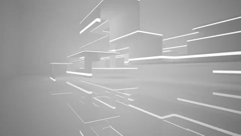 Abstract smooth white interior of the future. Night view from the backlight. Stock Footage 87196213